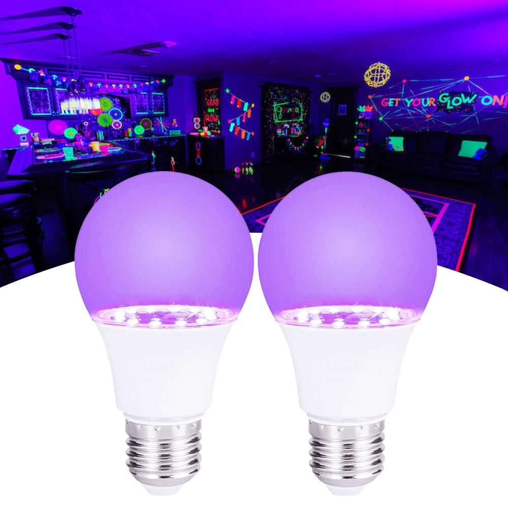 [AUSTRALIA] - KXZM Black Light 9W LED UV Bulb E26 AC110-240V Purple Lamp 390-400nm, Glow in The Dark Light for Fluorescent Neon Poster, Blacklight Party, Halloween Porch Lamp, Body Paint Lighting(2 Pack) 