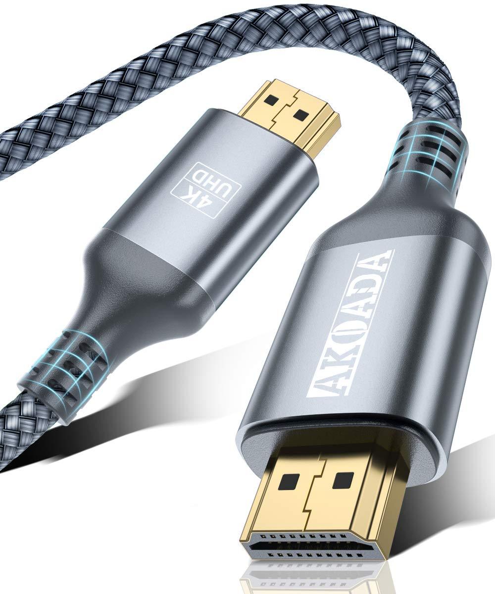 4K HDMI Cable 15FT, Akoada Hdmi 2.0 Ethernet-30AWG Nylon Braided Cable 4K 60Hz HDR Video HDCP2.2 3D 2160P 1080P ARC Compatible with UHD TV,PS4 / 3,X-Box, Monitor 4K Fire Netflix etc