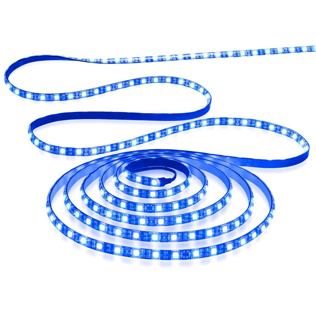 [AUSTRALIA] - Aclorol Blue LED Strip Lights Waterproof IP65 12V 16.4FT 5M 300Leds 5050 SMD Black PCB Flexible Blue LED Rope Light for Backlight Bedroom Home Kitchen Outdoor Holiday Party Decoration 