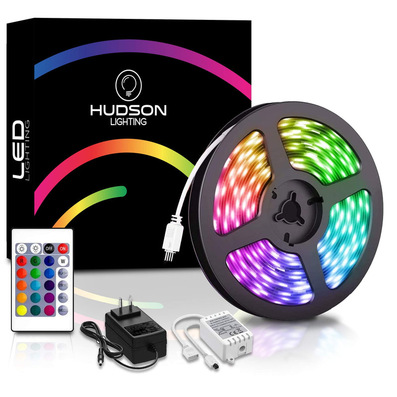 [AUSTRALIA] - Hudson Lighting RGB LED Strip Lights, 16.4 ft with Remote, Waterproof Color Changing Light Strip for Bedroom, Kitchen, Desk, TV Backlight, 2-Year Warranty 