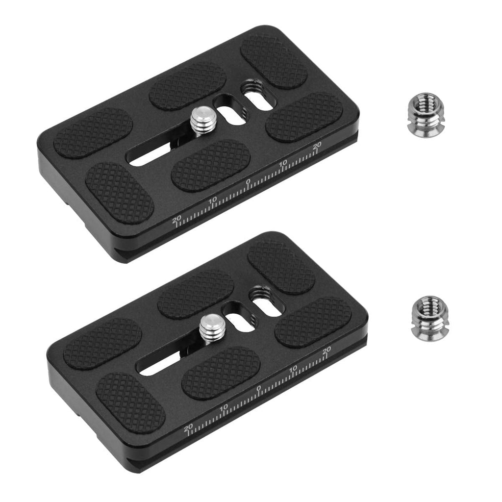 SIOTI Quick Release Plate, PU70 Universal Quick Release Plate, QR Plate with 2Packs +2Pieces 1/4" to 3/8 Adapter Screw, Compatiable with Arc (QR Plate 70mm) QR Plate 70mm