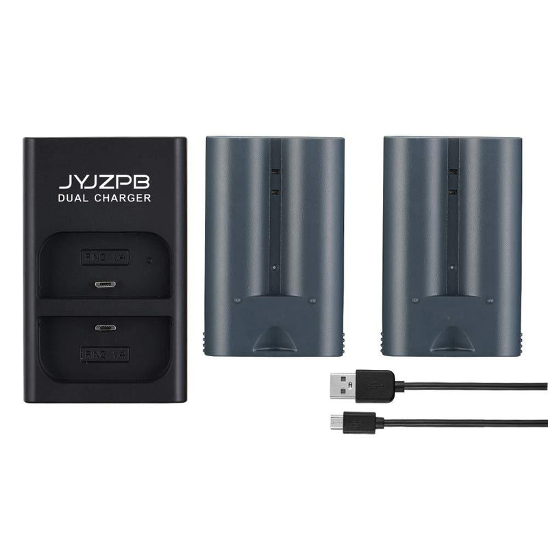 JYJZPB Ring Camera Battery Pack Replacement and Dual USB Charger for Ring Video Doorbell 2, Ring Spotlight Cam, Ring Stick Up Camera and Ring Door View Cam(2 Pack Batteries+ 1 Battery Charger) 2 x Batteries + Charger