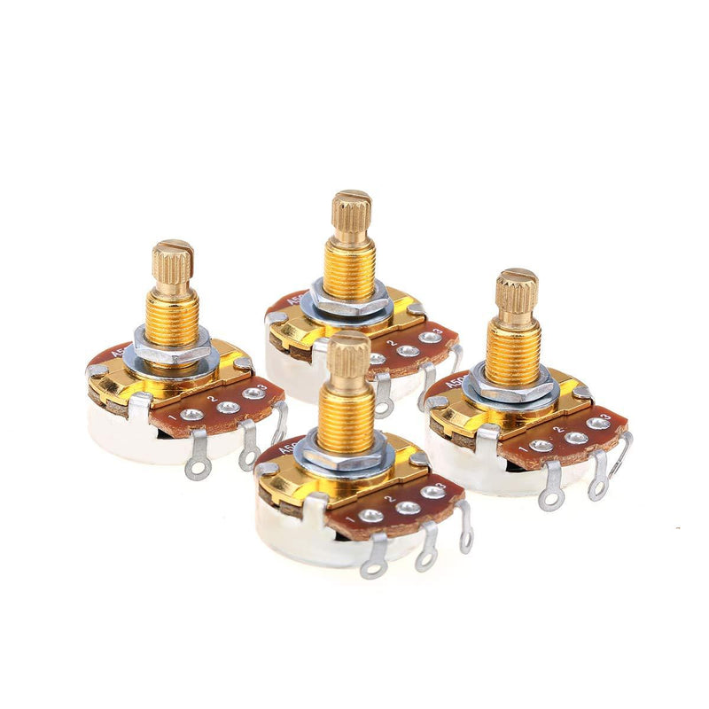 Musiclily Pro Brass Shaft Full Metric Sized Control Pots A500K Audio Taper Potentiometers for Guitar (Set of 4)