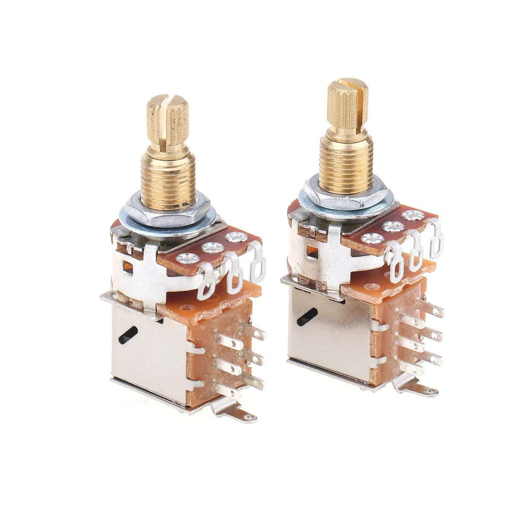 Musiclily Pro Brass Full Metric Sized Control Pots B500K Push/Pull Linear Taper Potentiometers for Guitar (Set of 2)