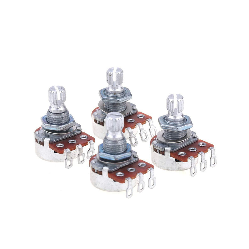 Alpha Mini Metric Sized Split Shaft Control Pots Linear Taper B250K Potentiometers for Guitar (Set of 4)