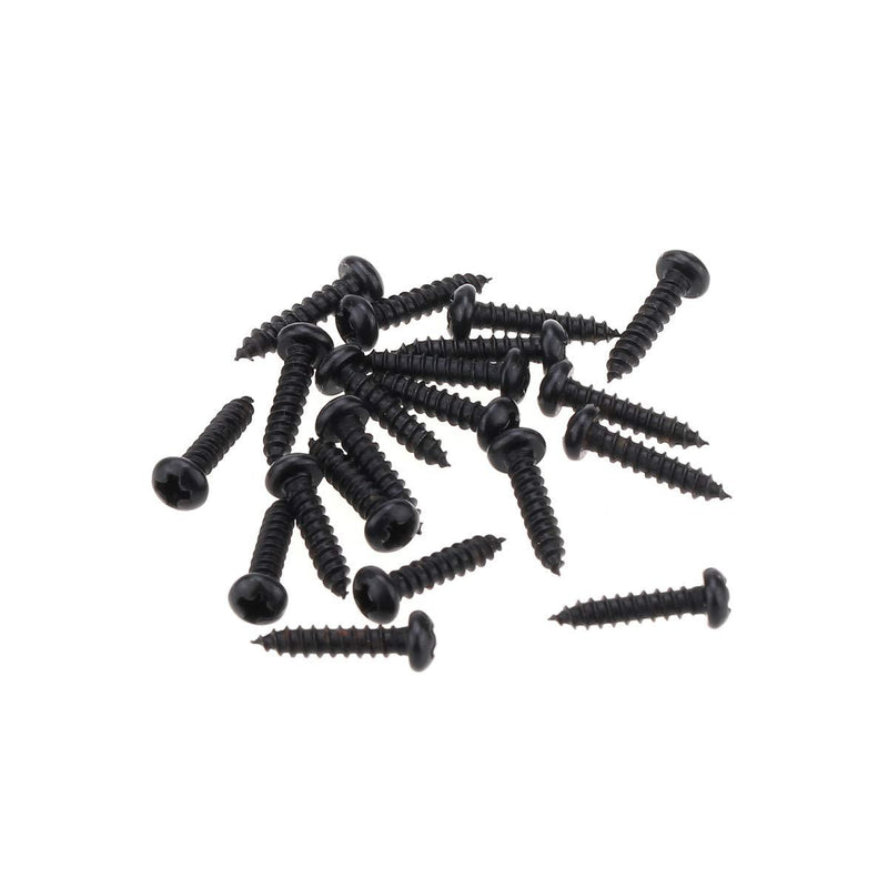 Musiclily Pro 2.1x10mm Metal Phillips Tuners Mounting Screws for Guitar Machine Heads Tuning Pegs, Black (Set of 20)