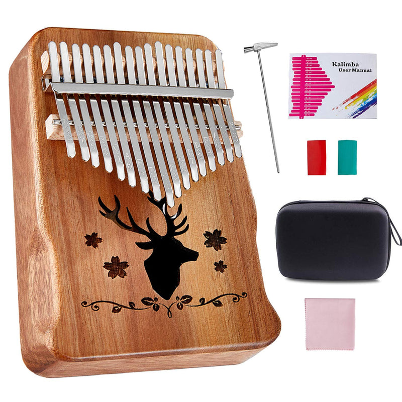 Topnaca Kalimba Thumb Piano 17 Keys, Mbira Finger Piano, Tune Hammer and EVA Piano bag, Acacia wood, Portable Kalimba Christmas Gift for Kids Adult Beginners brown