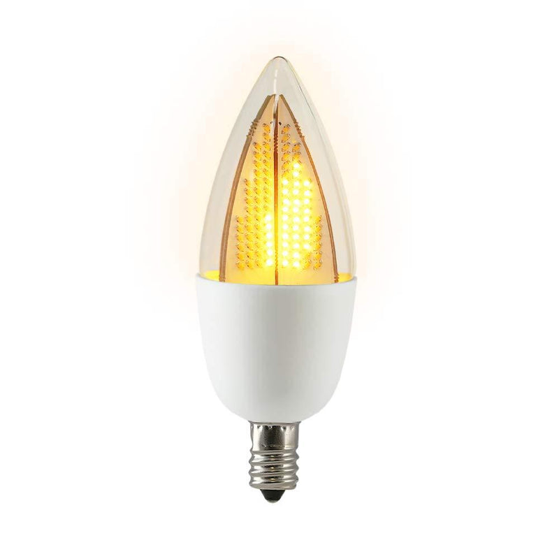 Euri Lighting Flickering Flame Bulb, ECA9.5-2120fc, Decorative CA9.5 Candelabra E12 Base, Warm White 1800K, Non-Dim, 1W (6W Equivalent), 80lm, 120° Beam Angle, White Housing, UL Listed