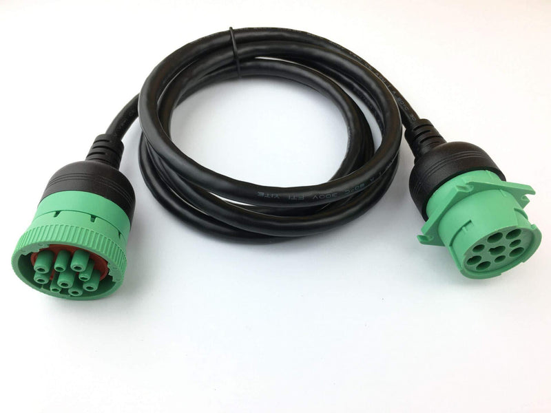 Type 2 J1939 Male to Female Extension Cable Full 9pin 20AWG 6Ft for Truck Freightliner Code Reader