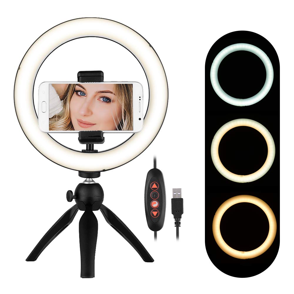 Docooler 8.6 Inch LED Ring Light with Tripod Stand Phone Holder for Vlog YouTube Photo Studio Live Streaming Video Portrait Makeup Compatible with iPhone X/Xs/XR/8/8 Plus Samsung Galaxy