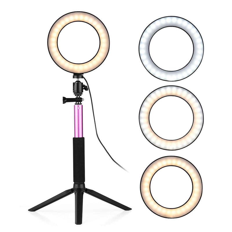 Docooler 6 Inch LED Ring Light with Tripod Stand for Video Recording Live Stream Makeup Portrait YouTube Video Lighting