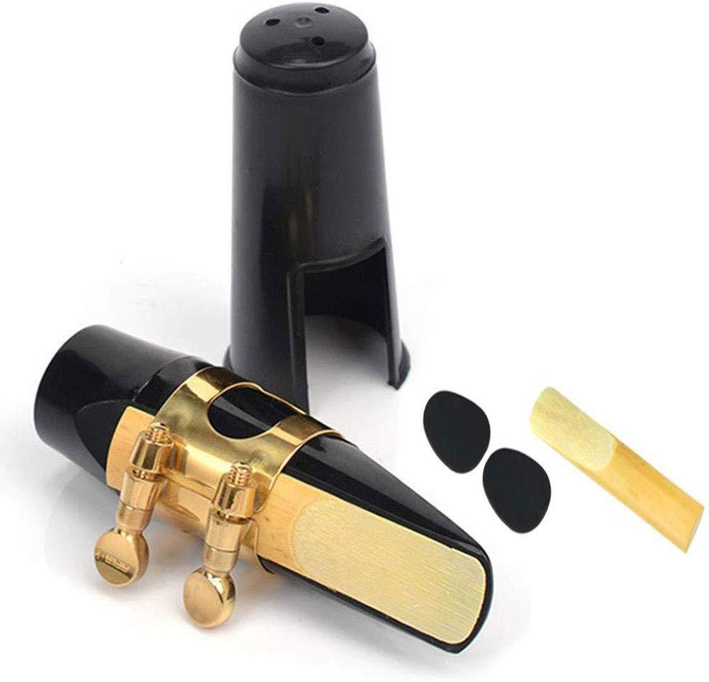 Tzong Alto E Saxophone Mouthpiece Set Gold Clip Saxophone Replacement Parts Black Clarinet Pickup + Reed+Mouthpiece Pad + Cap