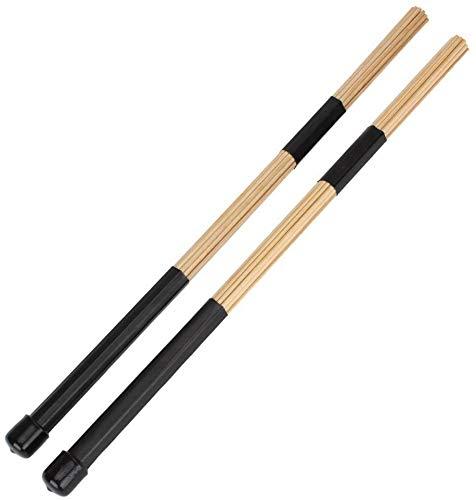 Tzong 2Pcs Black Jazz Drum Rod Brushes Sticks Made of Bamboo for Jazz Folk Music