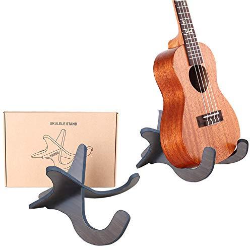 TIHOOD Wooden Ukelele Stand Holder Musical Instrument Stand Concert Portable Wood Stand for Small Guitar, Violin, Banjo (Dark Brown) Dark Brown