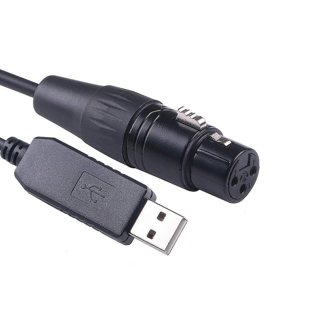 USB DMX-512 Adapter/Dongle Female XLR 3 Pin for Control Stage Lighting Equipment with Freestyler (3.3ft) 3.3ft