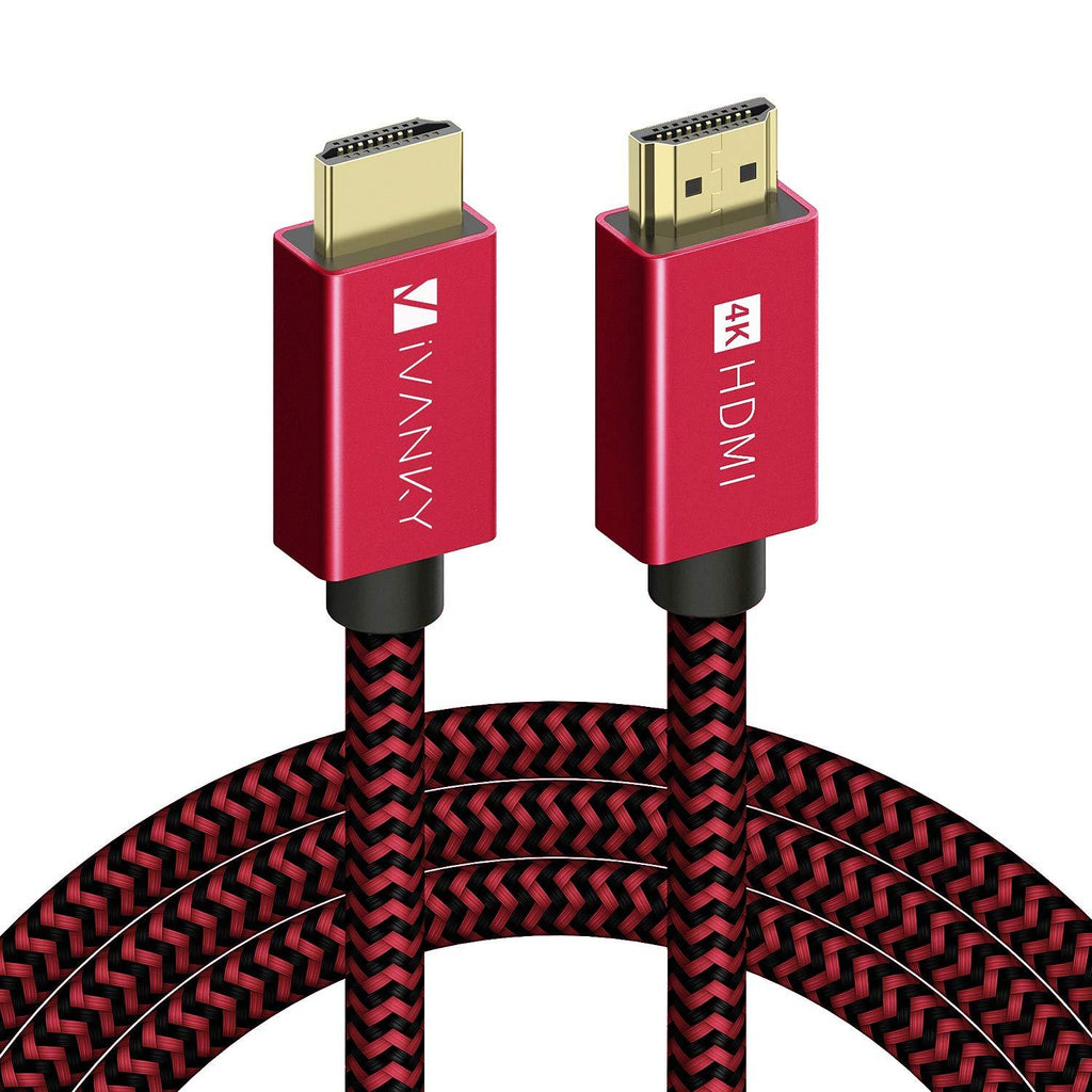 4K HDMI Cable 15 ft, iVANKY High Speed 18Gbps HDMI 2.0 Cable, 4K HDR, 3D, 2160P, 1080P, Ethernet - Braided HDMI Cord 32AWG, Audio Return(ARC) Compatible UHD TV, Blu-ray, PS4, PC, Projector - Red 15 feet