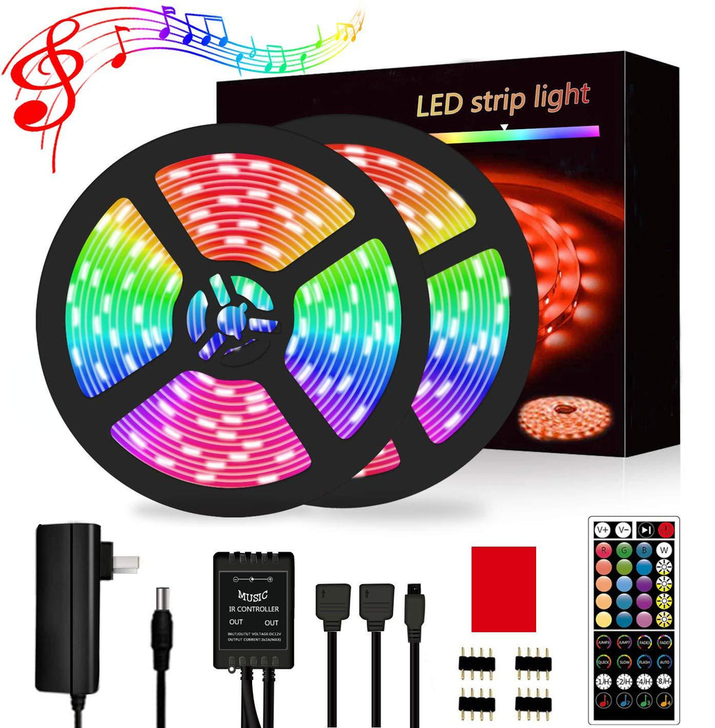 [AUSTRALIA] - Segrass LED Strip Lights Music Sync, RGB 5050 32.8ft Music Sync Color Changing RGB Lights with 40keys Music Remote Controller, LED Lights for Bedroom Party Home Decoration 
