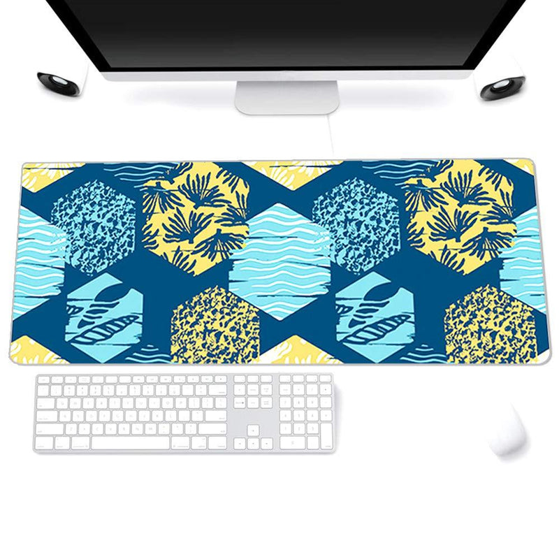 Desk Szie Mouse Pad,32" x 16" PU Leather Anti Slip Stitched Edges Long Office Desk Mat,Non-Slip Base and Waterproof, Simple Design Large Pattern HD Print for PC Laptop Computer