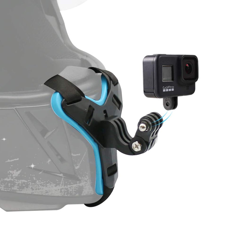 SUREWO Motorcycle Helmet Chin Strap Mount for GoPro Hero 10/9/8/7/(2018)/6/5 Black,DJI Osmo Action 2,Insta360 ONE R,AKASO/Campark/YI and More