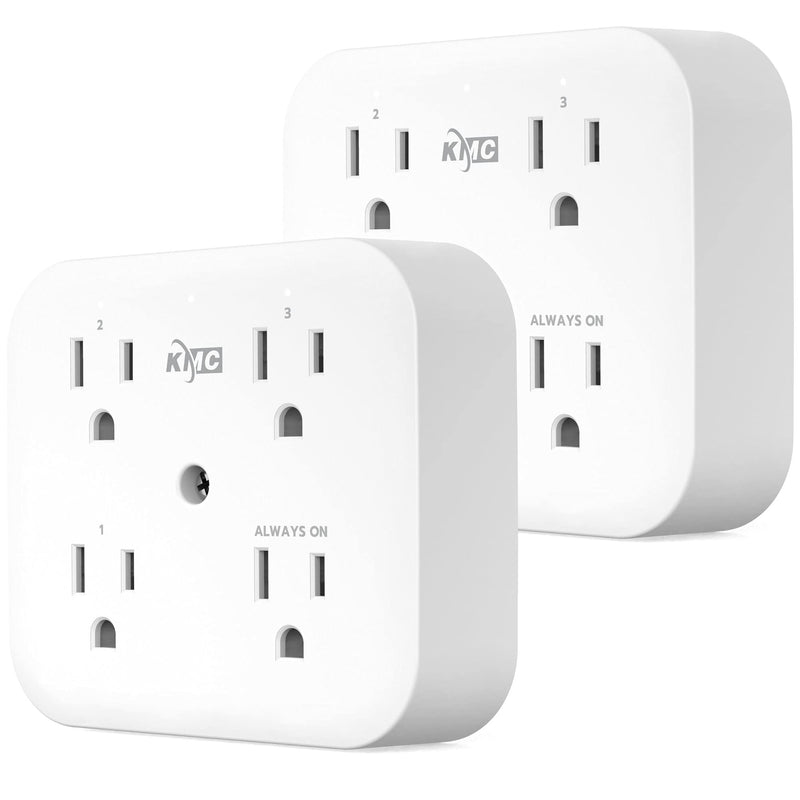 KMC Smart Tap Mini 2-Pack, 4-Outlet Wall Mounted Multiple Smart Plug Adapter, 3 Independently Controlled Wi-Fi Smart Outlets, Compatible with Alexa & Google Assistant, No Hub Required 2 PACK