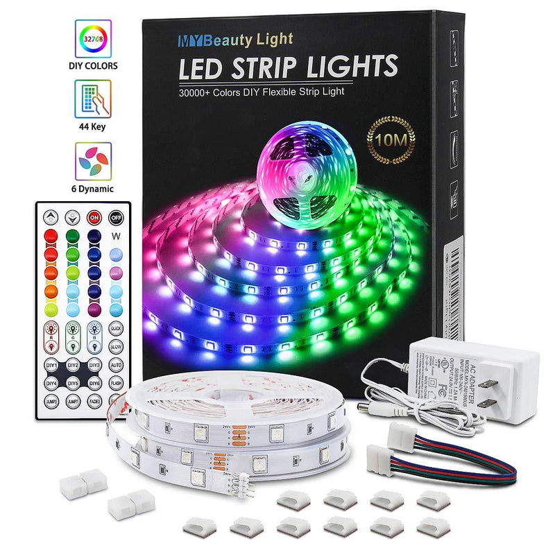 [AUSTRALIA] - RGB Led Strip Lights 32.8ft 32768 DIY Colors Changing Led Tape Light Kits with 44keys Ir Remote, Adhesive Clips, Connectors and 24V Ul Power Supply for Room Bedroom Tv Kitchen Cabinet Bar Party Decor 