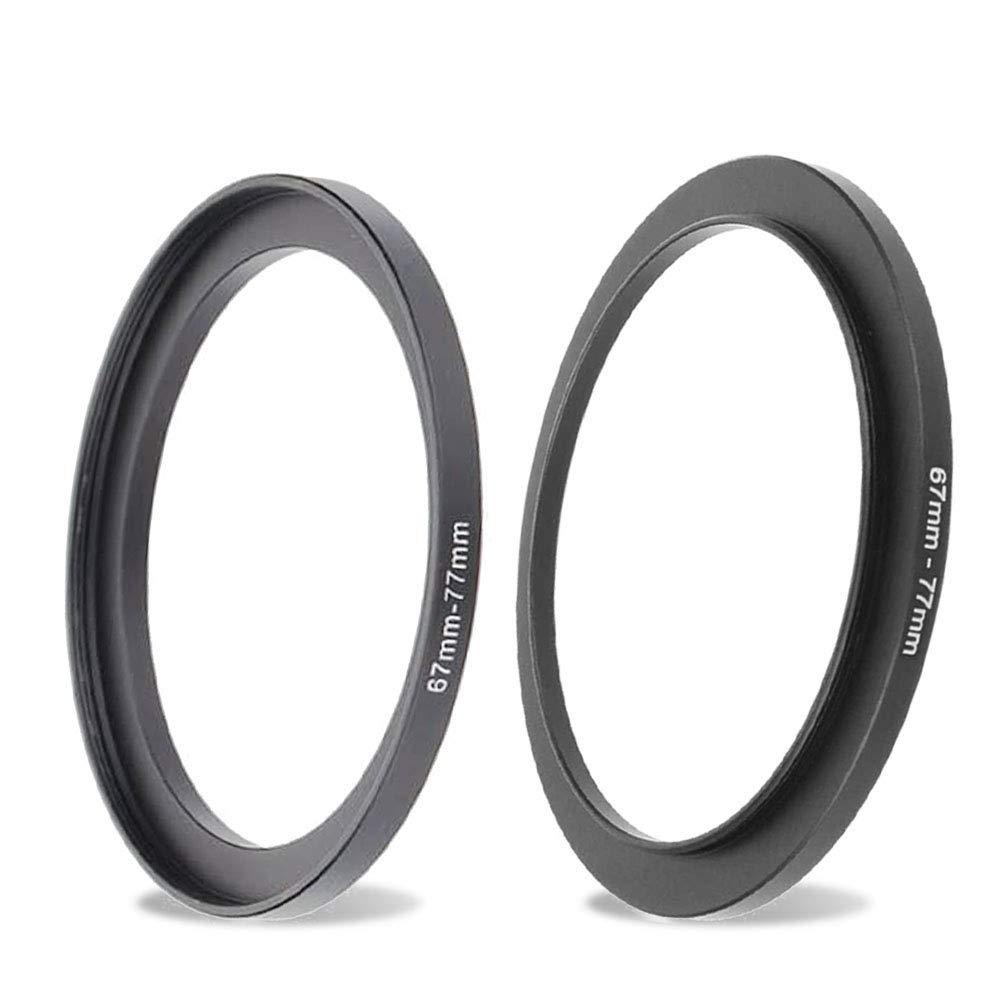 67mm-77mm Lens-Filter Step Up Adapter Ring, 67mm Lens to 77mm Filter, Hood, Lens Converter and Other Accessories(2 Packs), Fire Rock Aviation Aluminum Alloy Ring