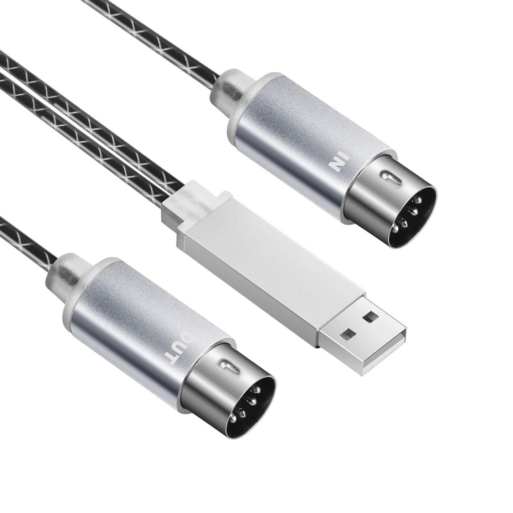 [AUSTRALIA] - MIDI Cable Havit 5 Pin MIDI to USB Cable MIDI Interface in-Out to USB Converter MIDI Adapter with Indicator for Piano Keyboard to PC Mac Laptop 