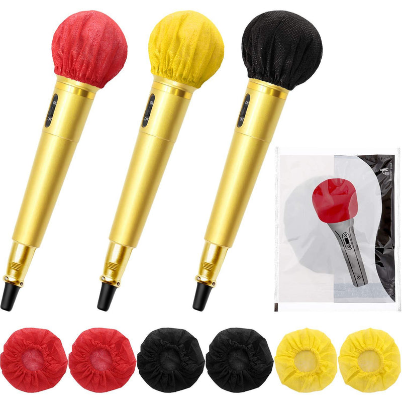 [AUSTRALIA] - 200 Pieces Disposable Microphone Cover Non-Woven Microphone Cover Windscreen Mic Cover Protective Cap for KTV Recording Room News Gathering, 3 Inch Black, Red and Yellow 