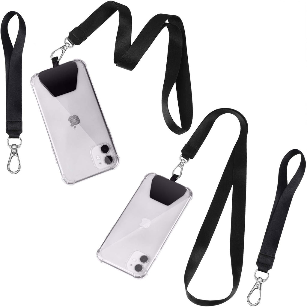 4 Pieces Cell Phone Lanyard Wrist Lanyard Neck Lanyard Black Strap Phone Lanyards for Keys ID Badge Holder Compatible with Most Phones