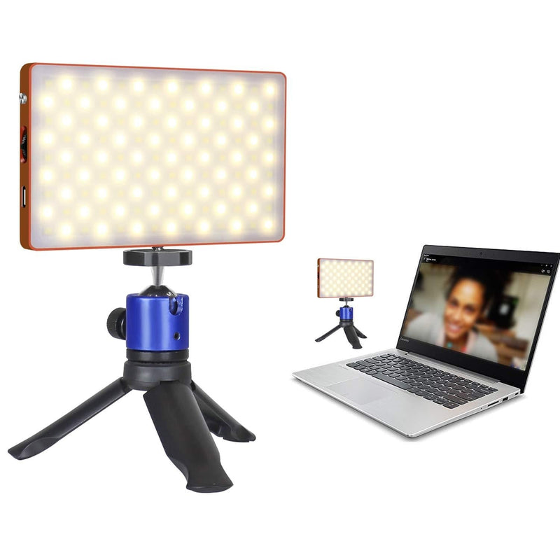 Video Conference Lighting kit Call Laptop Photography LED Light usbc Lithium Battery 4040mAh with Mini Tripod Ball Head 3200-5600k Dimmable Portable for Video Recording and Remote Working red frame