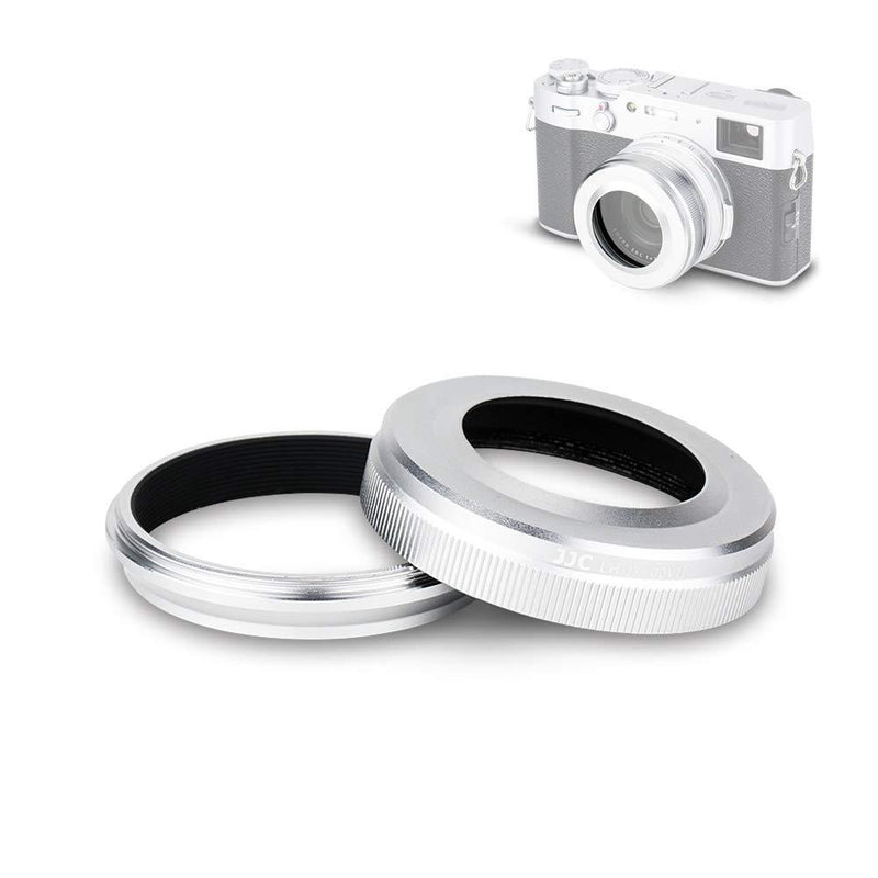 JJC Lens Hood Shade Set for Fuji Fujifilm X100V X100F X100T X100S X100 Replace Fuji LH-X100 Hood & AR-X100 Adapter Ring Attaching 49MM Filter -Silver Model 1 Silver