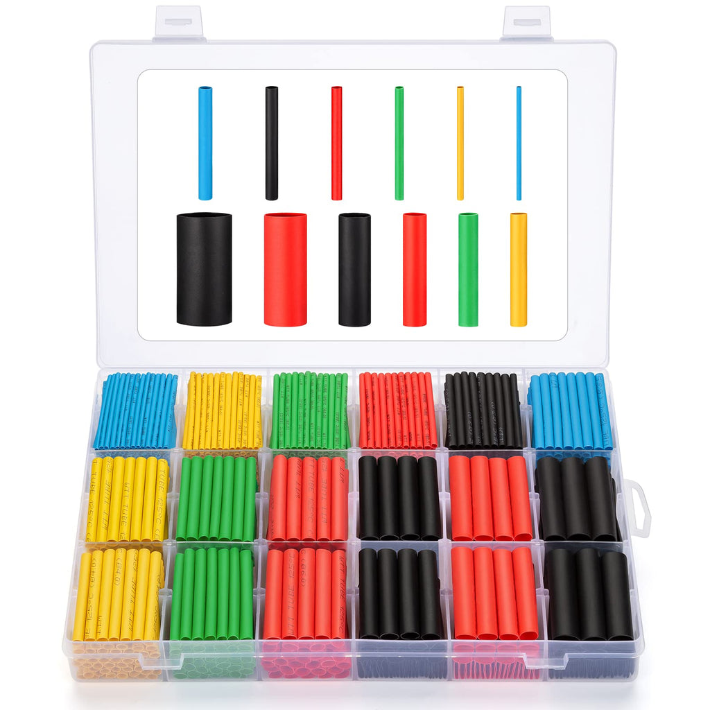 Eventronic Heat Shrink Tubing Electric Insulation Heat Shrink Wrap Cable Sleeve 5 Colors 12 Sizes, 900 Pcs