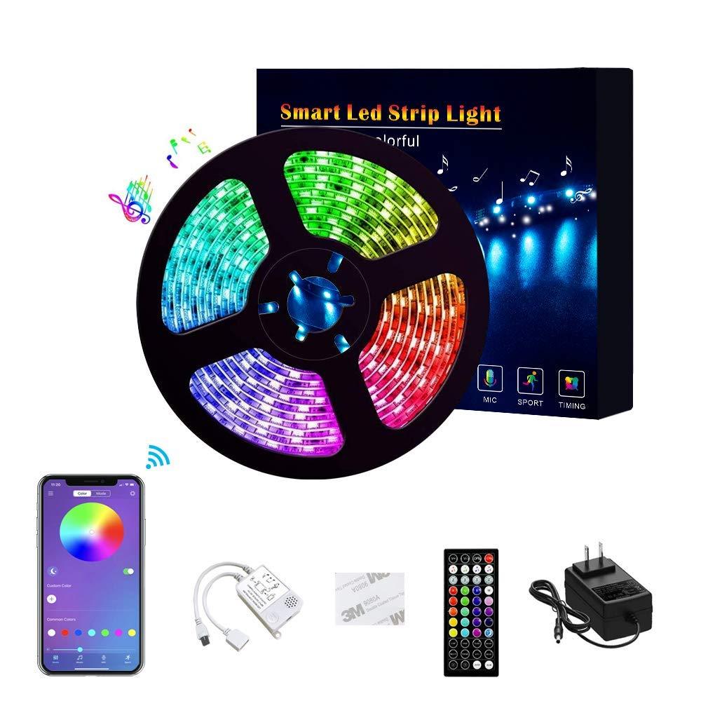 [AUSTRALIA] - LED Strip Lights 16.4ft Smart Color Changing Rope Lights SMD 5050 RGB Light Strips with Bluetooth Controller Sync to Music Apply for TV Bedroom Party and Home Decoration (16.4ft) 