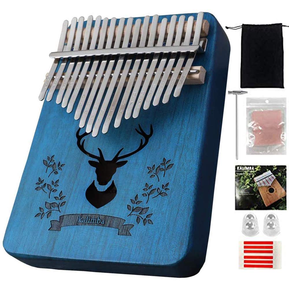 Kalimba Thumb Piano 17 Keys, Portable Mbira Finger Piano with Tuning Hammer Study Instruction and Carry Bag, Easy to Learn Musical Instrument, for Kids Adult Beginners Professional Christmas Gift