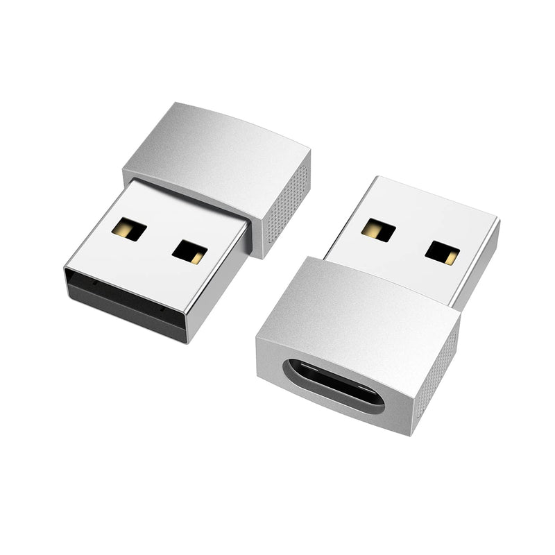 nonda USB C to USB Adapter (2 Pack), USB-C Female to USB Male, USB Type C Female to USB OTG Adapter for MacBook Pro 2015/2013, MacBook Air 2017/2015, Laptops, Wall Chargers, Power Banks Silver