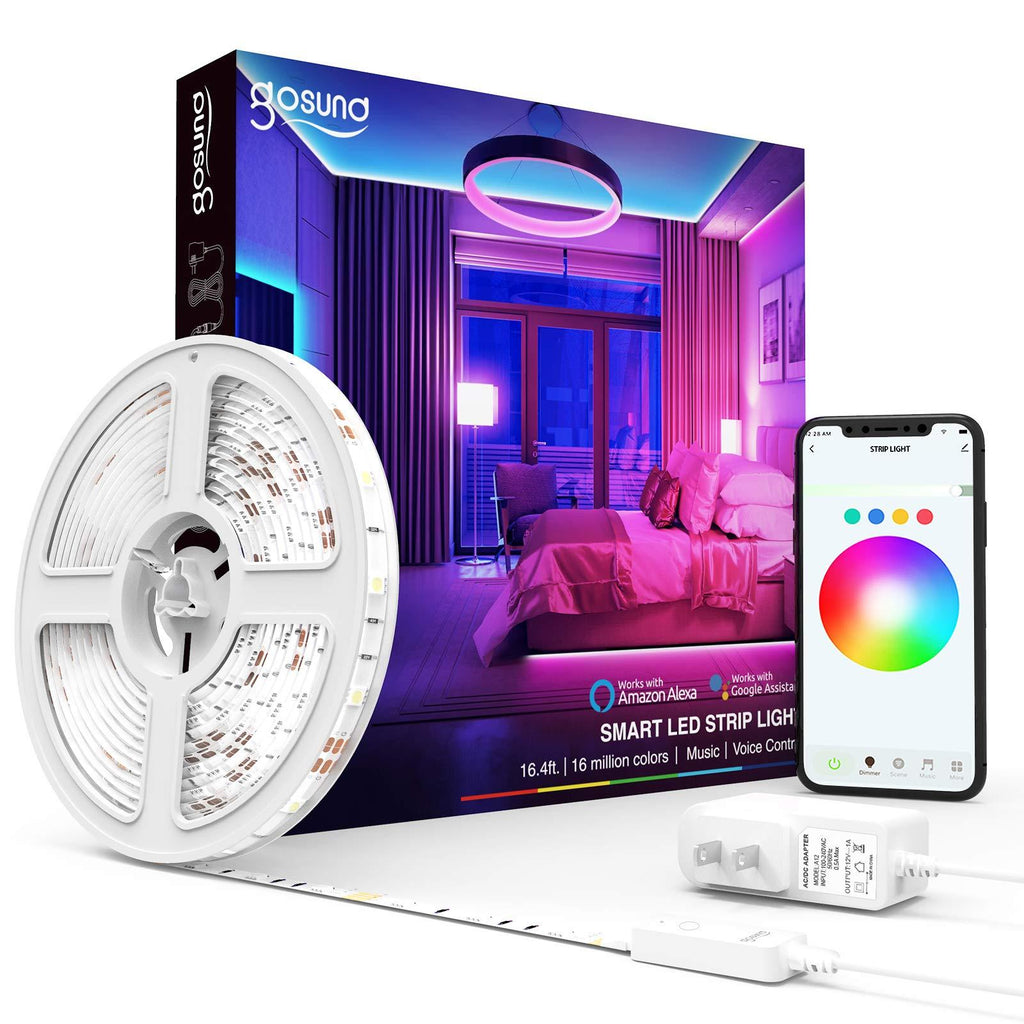 [AUSTRALIA] - Smart LED Strip Lights Gosund Smart Tape Light Works with Alexa Google Home16.4feet, APP Control, Sync with Music, 5050 RGB Color Changing Lights for Bedroom, TV, Kitchen, Bar, Party (1pcs) 
