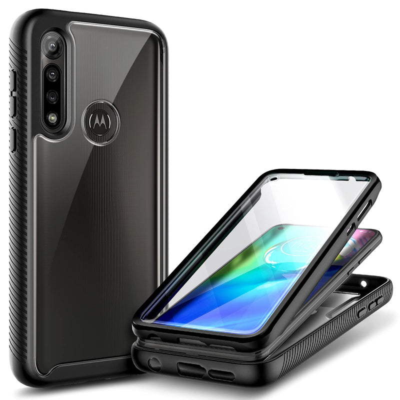 E-Began Moto G Power Case with [Built-in Screen Protector], Full-Body Shockproof Protective Bumper Cover, Impact Resist Durable Case for Motorola G Power (2020) -Black