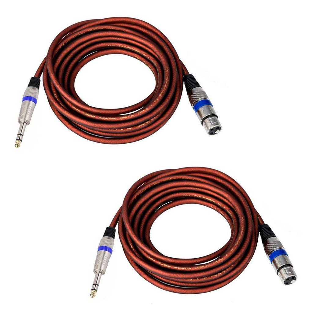 [AUSTRALIA] - Dekomusic 2Pcs 25 Feet Female XLR to 1/4 Inch TRS (6.35mm) Microphone Cables, XLR to Quarter inch Patch Cable, Unbalanced XLR Female to TRS Male Mic Cord Stereo Interconnect Cable 