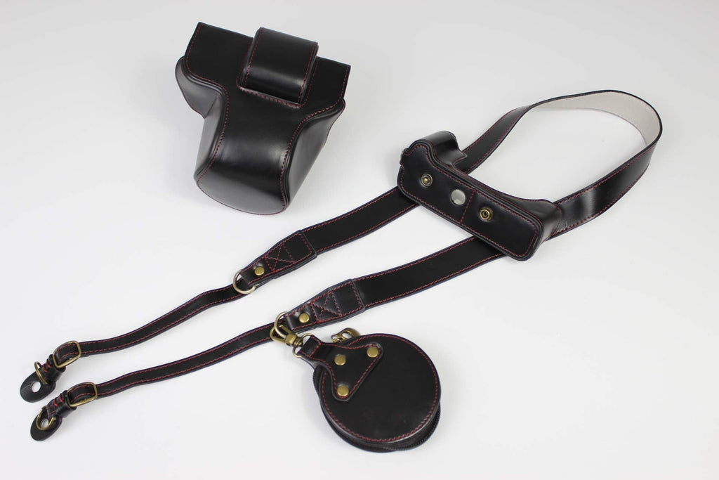 X-T200 Case, BolinUS Handmade PU Leather Fullbody Camera Case Bag Cover for Fujifilm Fuji X-T200 XT200 with 15-45mm Lens Bottom Opening Version + Neck Strap + Mini Storage Bag (Black) Black