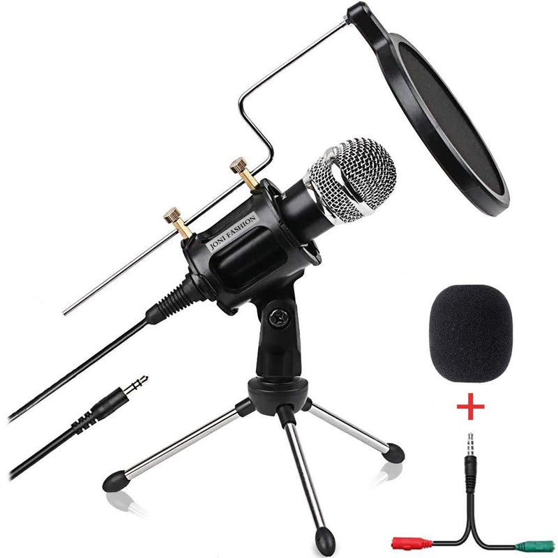 [AUSTRALIA] - Condenser Microphone for Computer Studio Recording Podcast Microphone with Pop Filter 3.5mm Plug and Play PC Phone Microphone for Skype YouTube Voice Overs Gaming Mic 