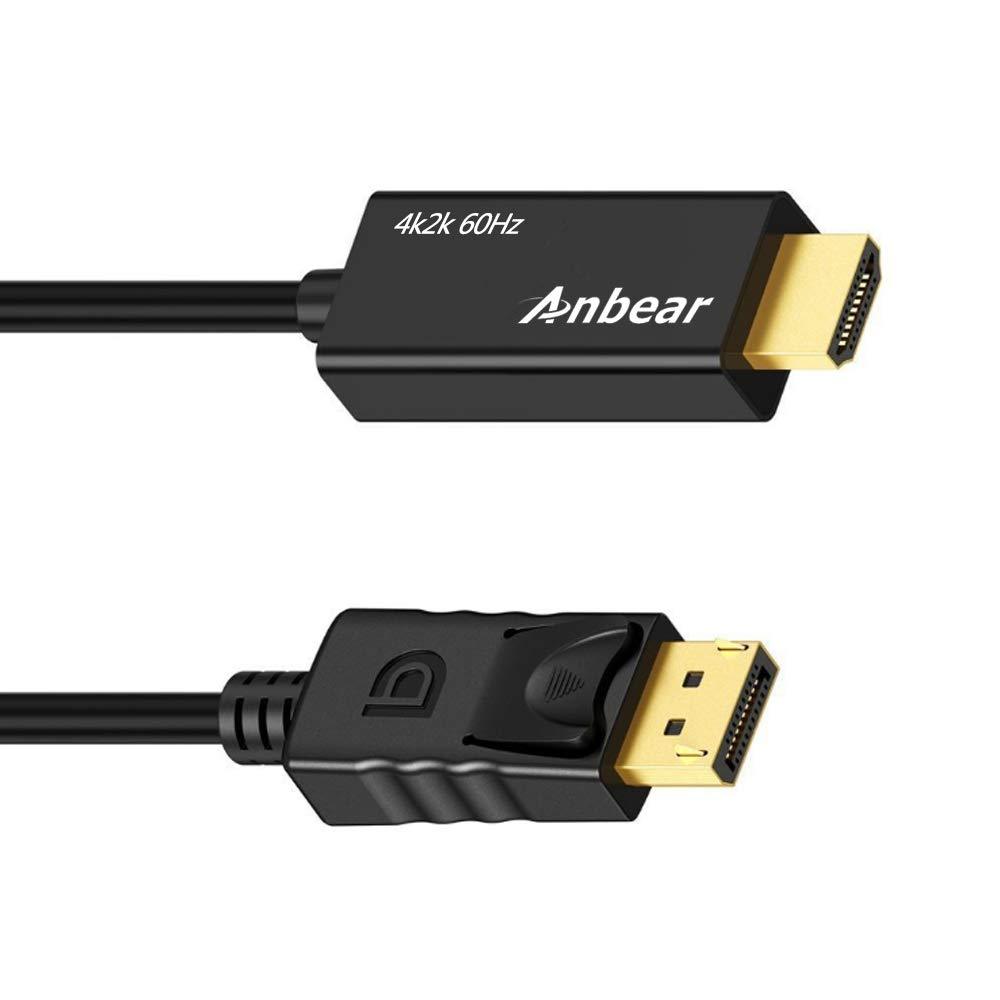 Active DisplayPort to HDMI Cable 4K 60Hz,Anbear DisplayPort to HDMI 2.0(Up to 4096x2160p UHD/ 1920x1080p Full HD@120HZ)&3D Audio&Video, Eyefinity Multi-Screen Support