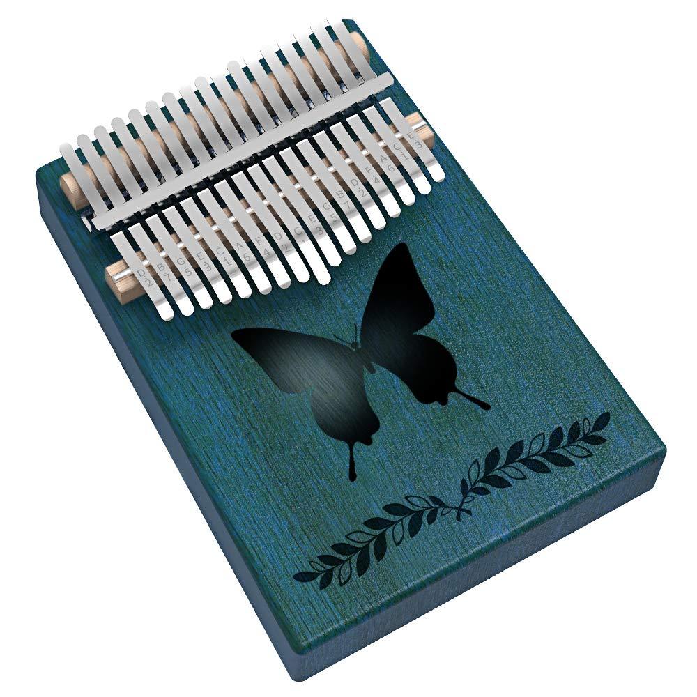 Besmira Kalimba 17 Keys Thumb Piano，Portable Mbira Finger Piano with Tune Hammer, Learning Book，Music Instrument Gift for Kids Adults Blue