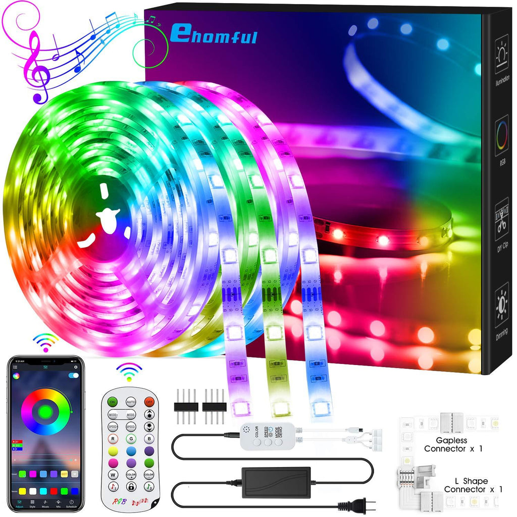 [AUSTRALIA] - 40 Feet Led Strip Lights, Color Changing Lights Strip Music Sync Bluetooth App Remote Control 5050 Led Lights with Built-in Mic Smart Led Lights for Bedroom Room TV Party DIY Decoration 40ft bluetooth 
