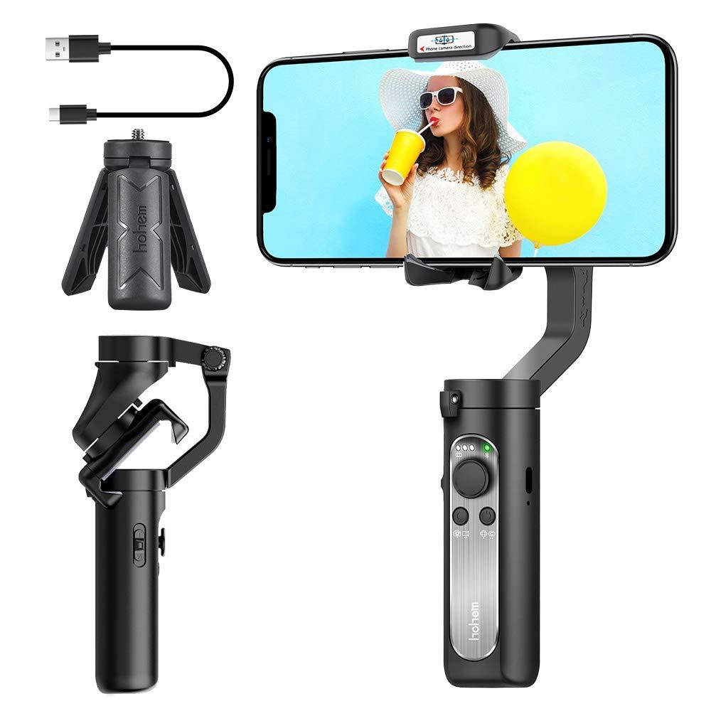 3-Axis Gimbal Stabilizer for Smartphone -Foldable Gimbal for iPhone 11 Pro Max w/Auto 3D Inception & Dolly Zoom Lightweight iPhone Gimbal for Video Recording YouTube Vlog Livestream - Hohem iSteady X black