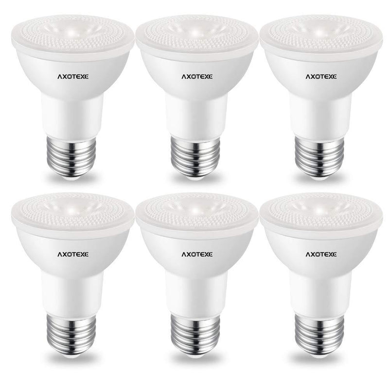 PAR20 LED Bulbs 5000K Daylight White 60W Halogen Equivalent Dimmable 7W E26 600lm 40 Degree Narrow Flood Light Bulb for Recessed Lighting 6-Pack