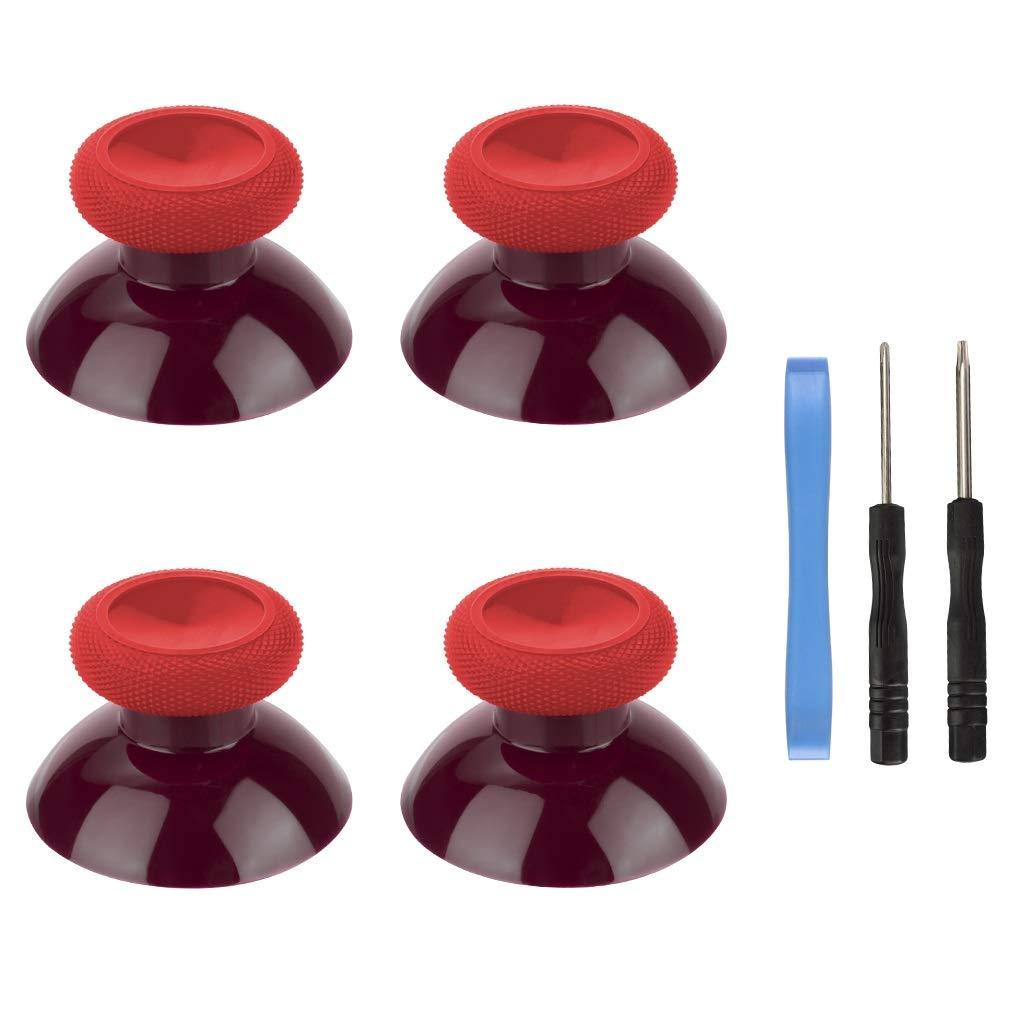 4 x Thumbsticks Replacement for Xbox One/ PS4 Controllers, 2 Pairs Analog Joysticks Grip Replacement Parts for Xbox One S Slim, for Xbox one X(4Pcs-Red) Red