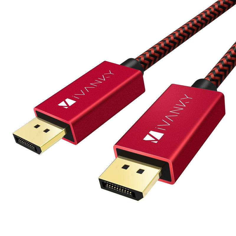 DisplayPort Cable 10ft/Red, iVANKY DP Cable, [4K@60Hz, 2K@165Hz, 2K@144Hz], Nylon Braided High Speed DisplayPort 1.2 Cable, Compatible with PC, Laptop, TV 10 Feet Red