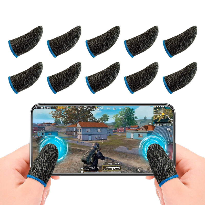 Newseego Mobile Game Finger Sleeve[10 Pack], [Competition Version] Touch Screen Finger Sleeve Breathable Anti-Sweat Sensitive Shoot and Aim Keys for Rules of Survival/Knives Out for Android & iOS 10 Pack