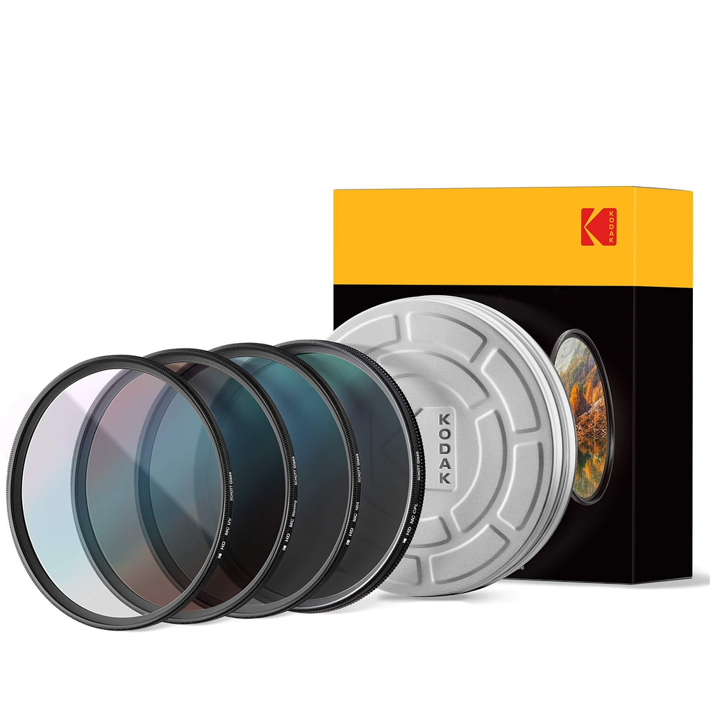 KODAK 86mm Schott Glass Filter Set | Pack of 4 UV, CPL, ND4 & Warming Filters for Various Effects | Slim Waterproof Polished Nano Multi-Coated 16 Layers | Retro Case & Mini Guide | PhotoGear +