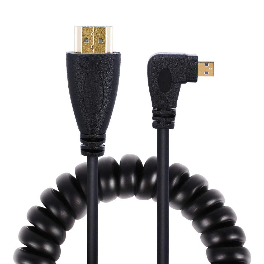 UCEC Right-Angled Micro HDMI to HDMI Male Cable Stretched Length for Cameras